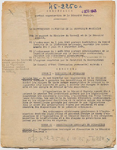 Une histoire de l’ordonnance du 4 octobre 1945 créant la sécurité sociale
