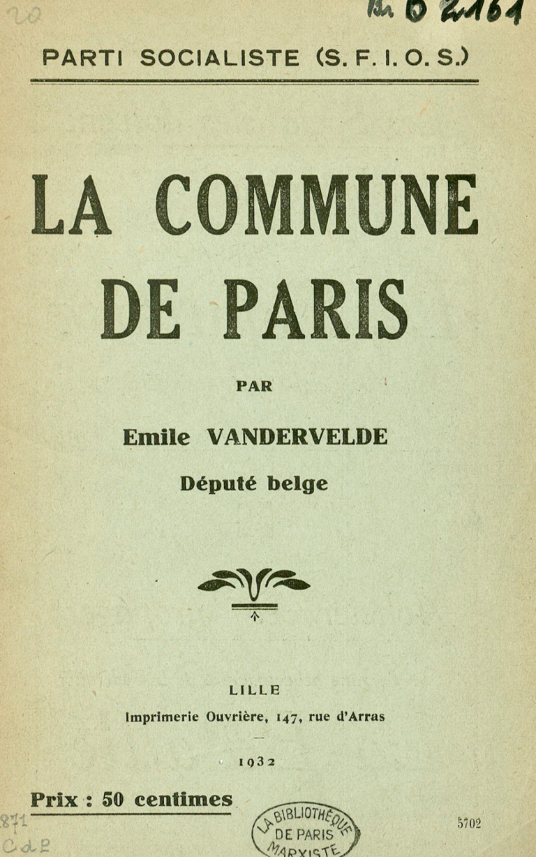 Émile Vandervelde, La Commune de Paris, Parti socialiste (SFIOS), 1932